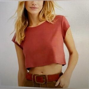 Free People Intimately Bamboo Baby Tee in Terra Cotta red Size Medium